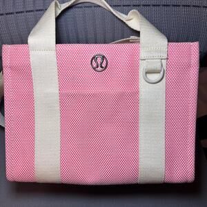 Lululemon Two Tone Canvas Tote Bag Mini 4.5L Sakura Pink Light Ivory RARE